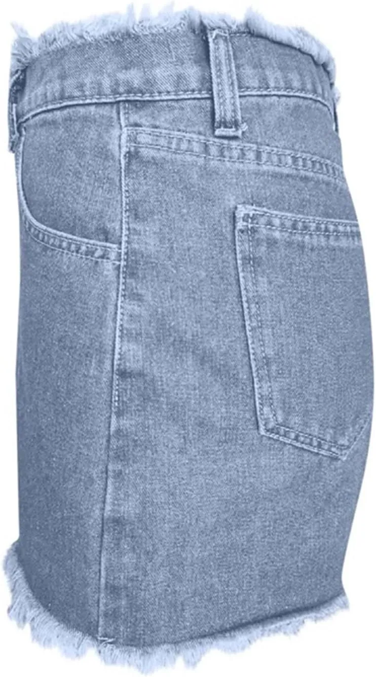 Women's Casual High Waisted Trendy Stretchy Raw Hem Jean Shorts Fashion 2025 Y2k Streetwear Shorts Chic Clubwear