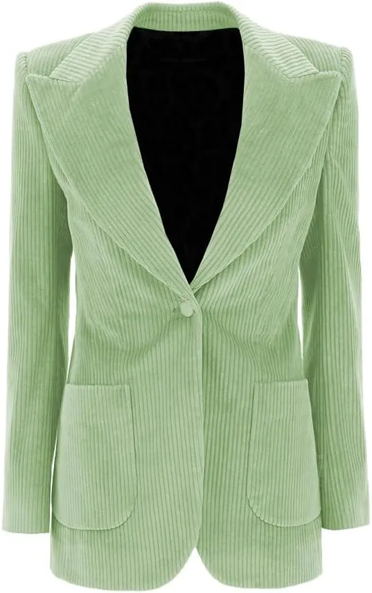 Womens Corduroy Blazer Casual Business Suit Jacket Work Outerwear Blazer Warm Women Blazer