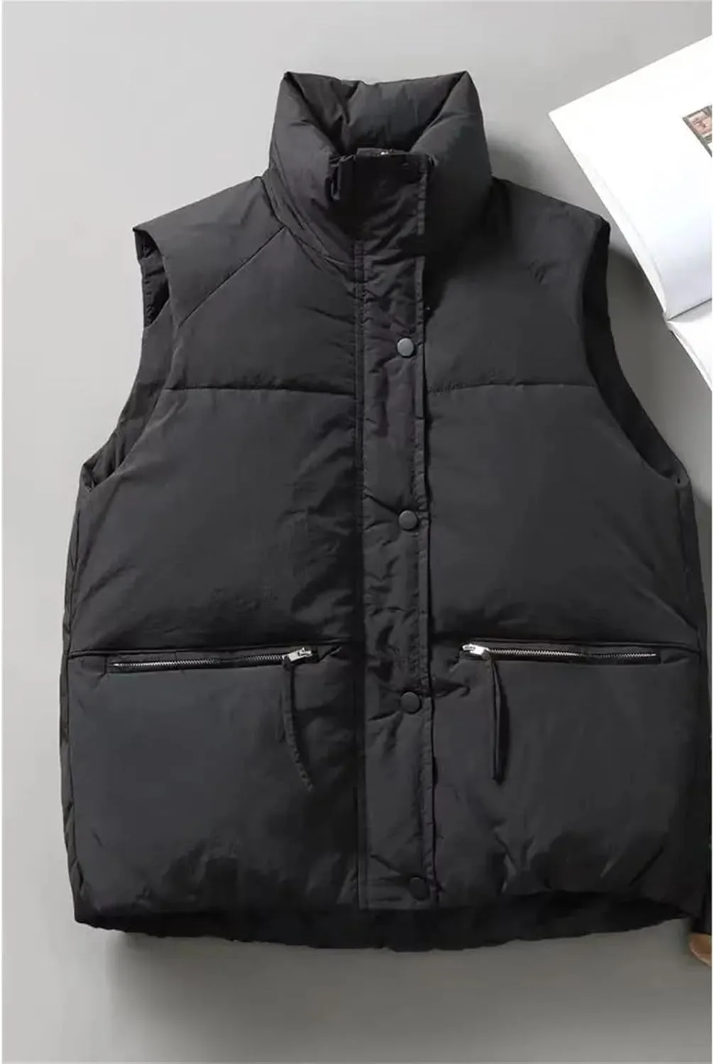 Women's Cotton Padded Outerwear Vest - Down Coat Sleeveless Loose Plus Size Puffer Jacket