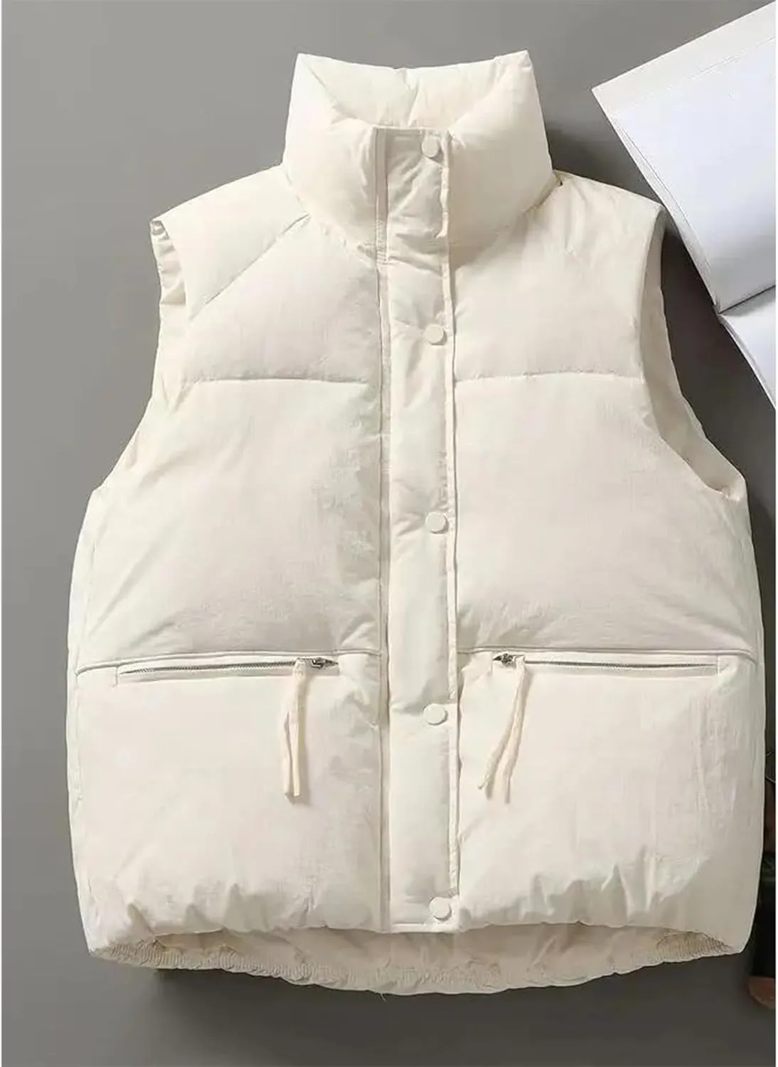 Women's Cotton Padded Outerwear Vest - Down Coat Sleeveless Loose Plus Size Puffer Jacket