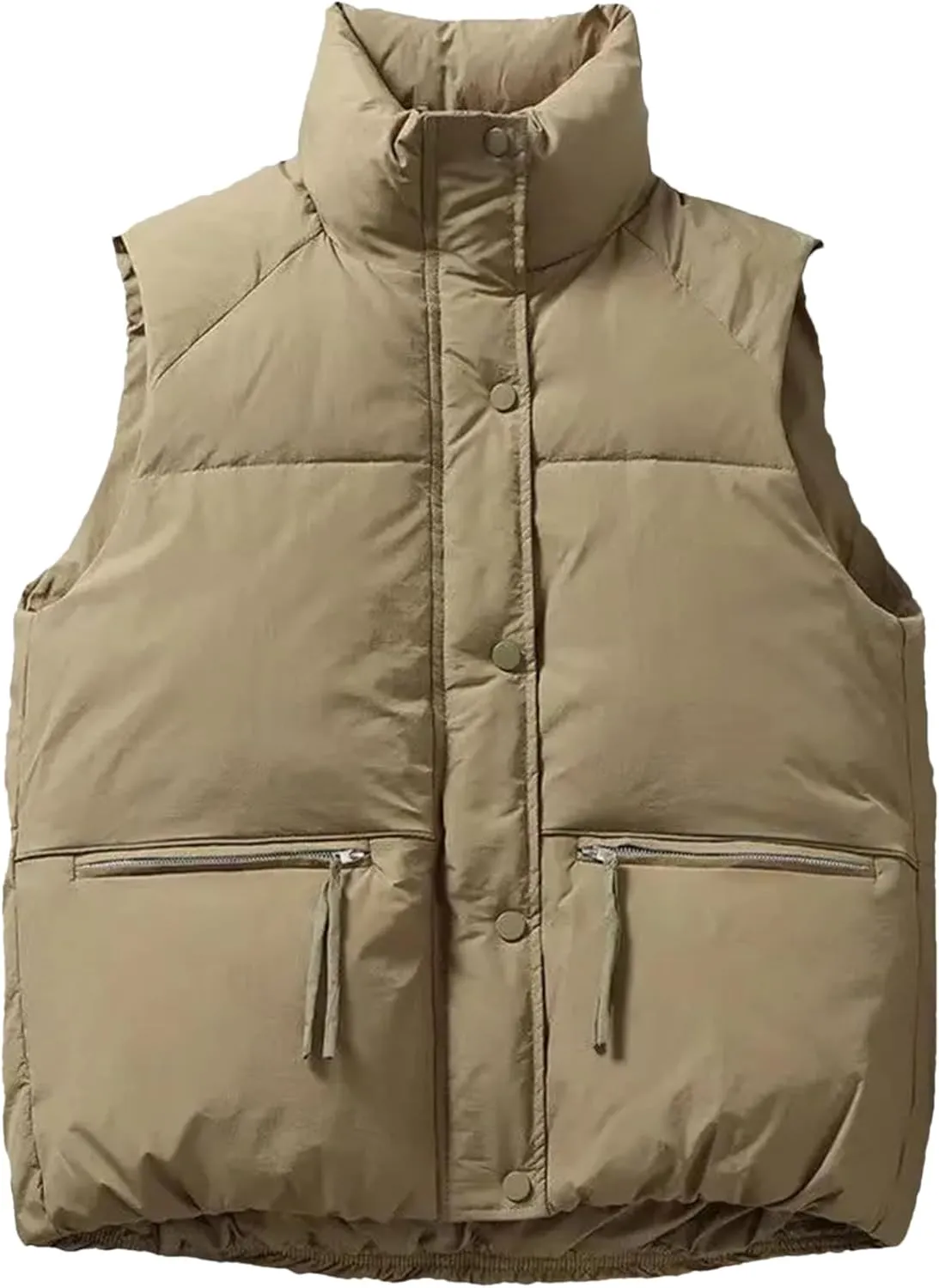Women's Cotton Padded Outerwear Vest - Down Coat Sleeveless Loose Plus Size Puffer Jacket