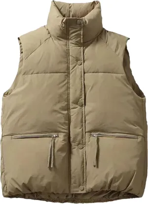 Women's Cotton Padded Outerwear Vest - Down Coat Sleeveless Loose Plus Size Puffer Jacket