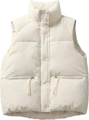 Women's Cotton Padded Outerwear Vest - Down Coat Sleeveless Loose Plus Size Puffer Jacket