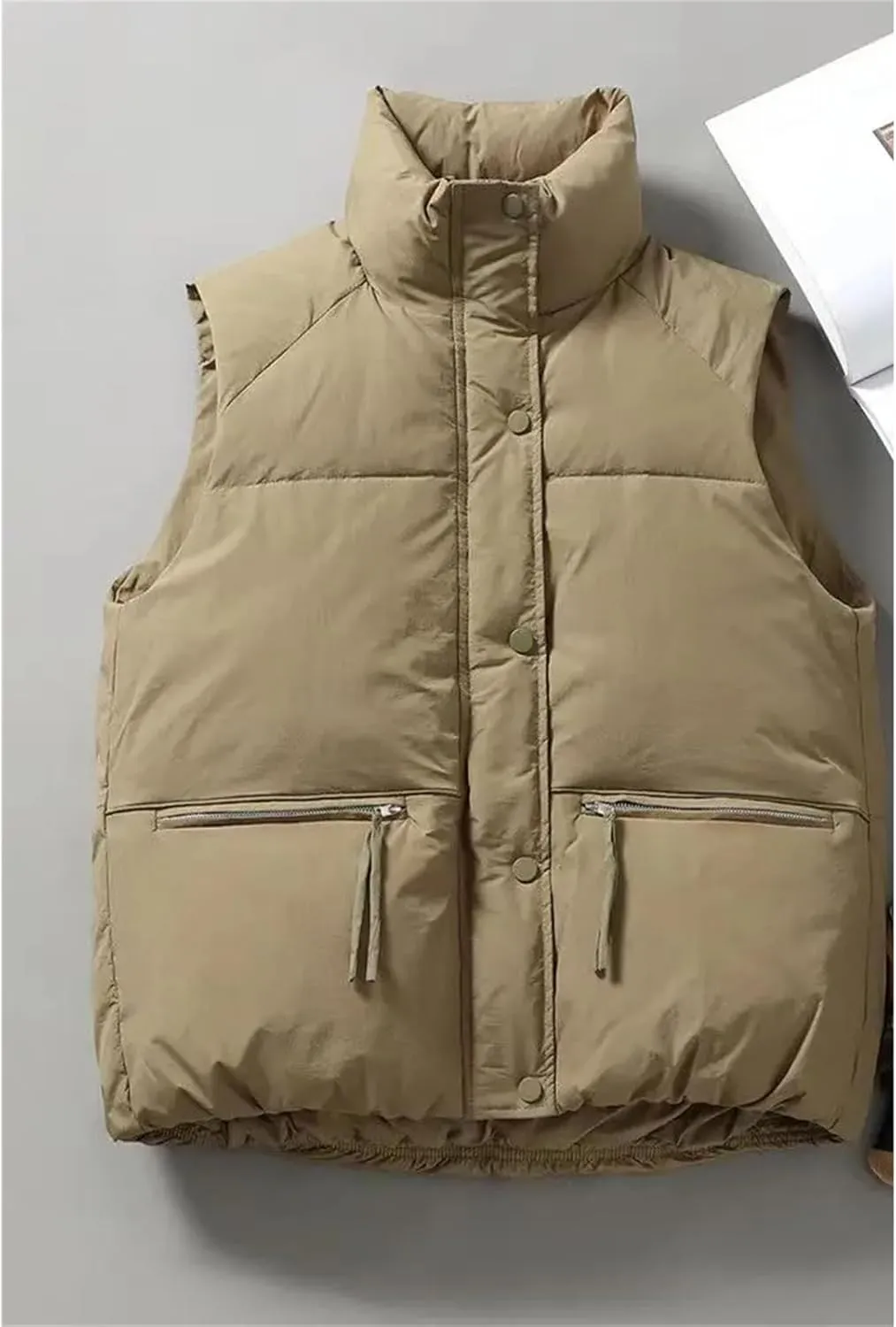 Women's Cotton Padded Outerwear Vest - Down Coat Sleeveless Loose Plus Size Puffer Jacket