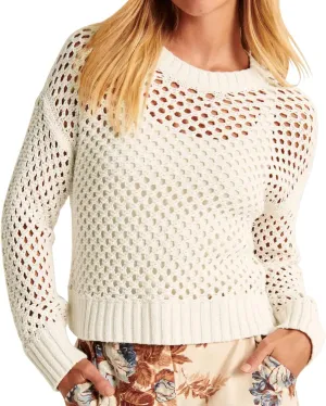 Women's Crochet Mesh Sweaters Hollow Out Long Sleeve Knit Top Bikini Beach Cover Ups