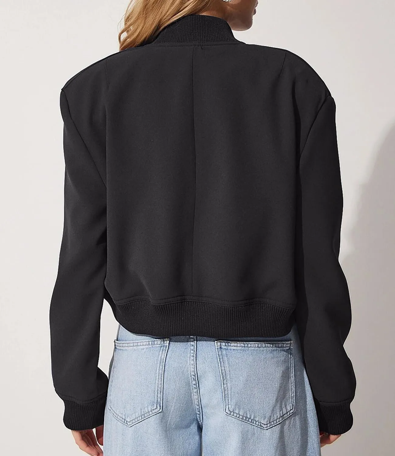 womens Cropped Bomber Jacket Button Down Varsity Jackets Shackets With Pockets