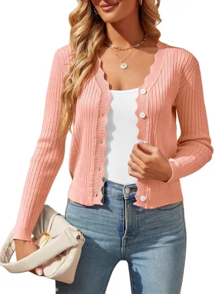 Womens Cropped Cardigan Knit Shrugs for Dresses Tops V Neck Button Down Cardigans Sweaters