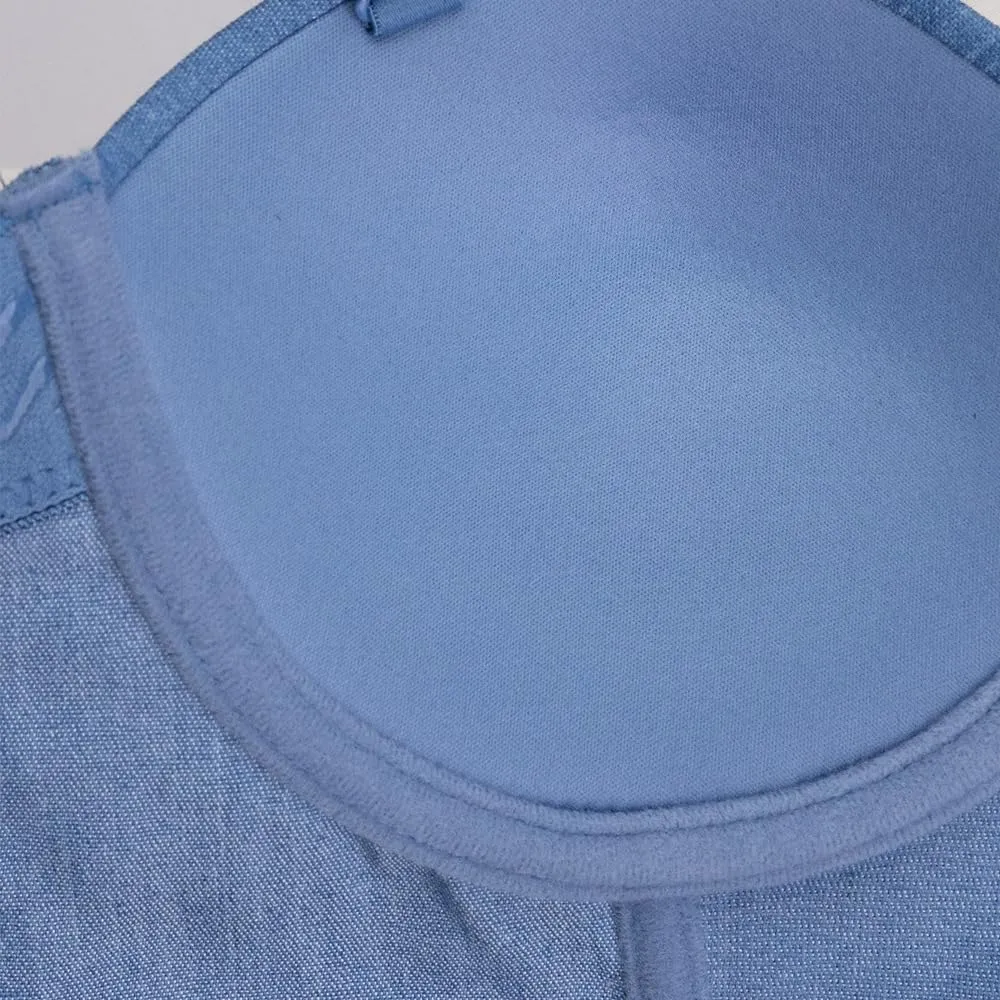 Women's Denim Camisoles Elastic Diamond Chain Herringbone Bra for Outerwear Vest Suspenders Inside