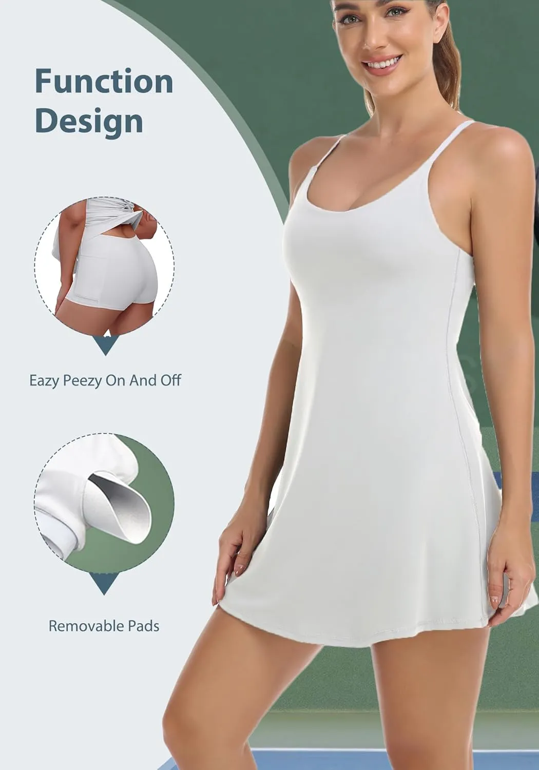 Womens Eazy Peezy Tennis Dress, Workout Dress with Shorts & Bra Golf Athletic Dresses for Women