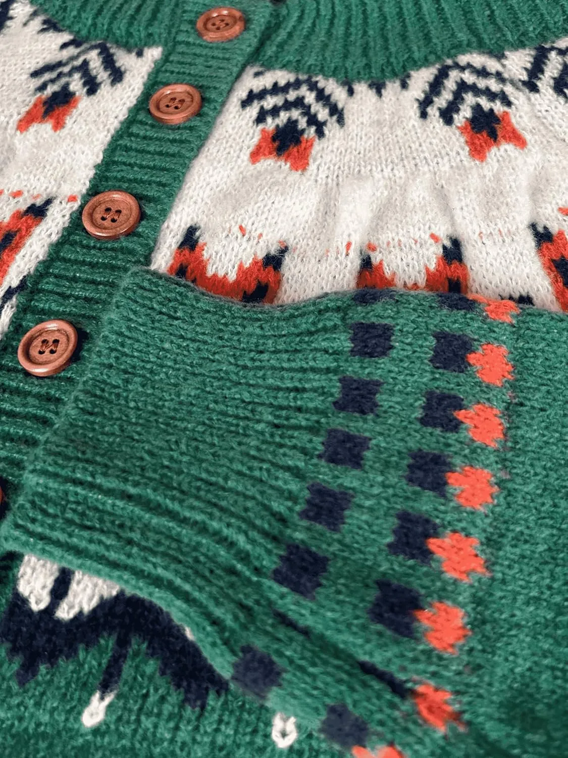 Women's Fair Isle Cardigan Sweaters Vintage Ethnic Argyle Long Sleeve Button Down Pullover Knit Sweater