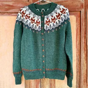 Women's Fair Isle Cardigan Sweaters Vintage Ethnic Argyle Long Sleeve Button Down Pullover Knit Sweater