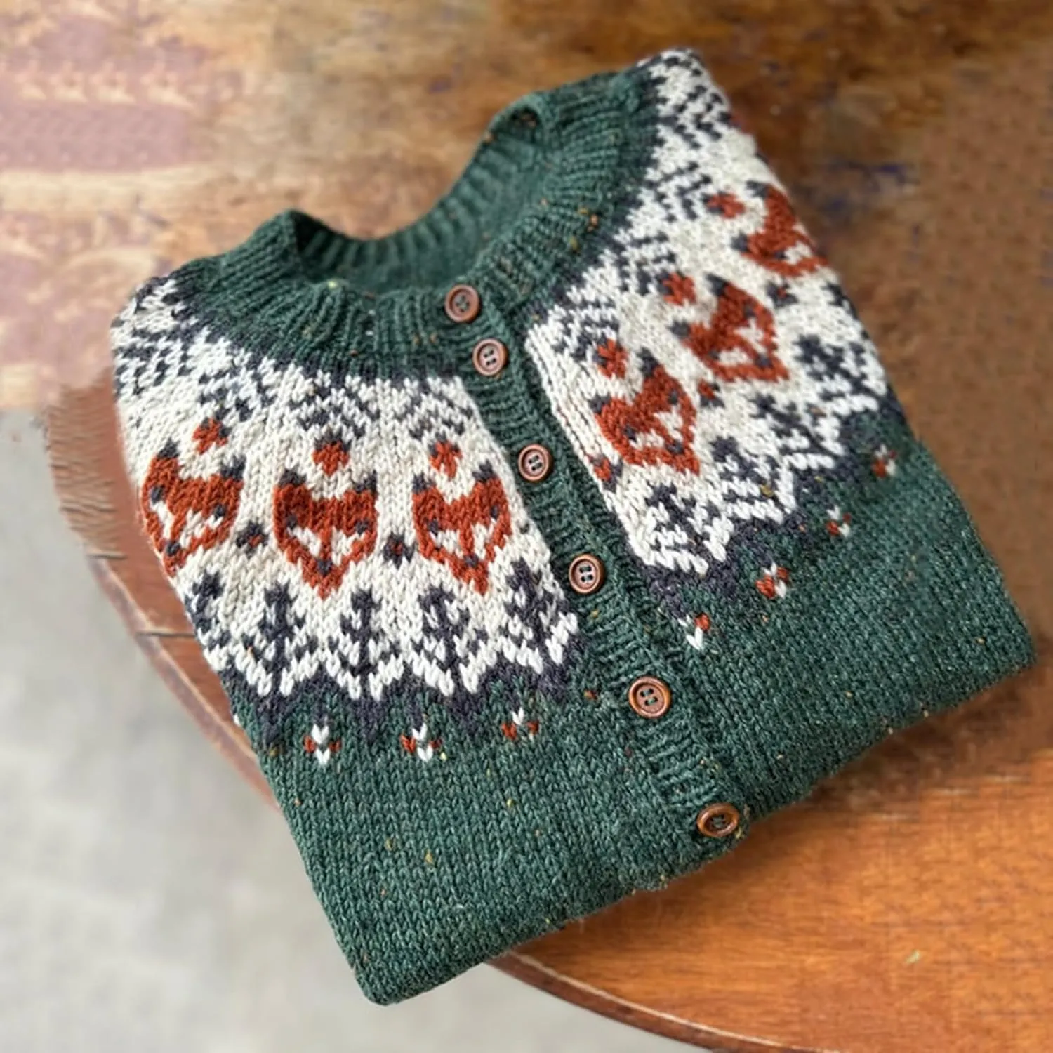Women's Fair Isle Cardigan Sweaters Vintage Ethnic Argyle Long Sleeve Button Down Pullover Knit Sweater