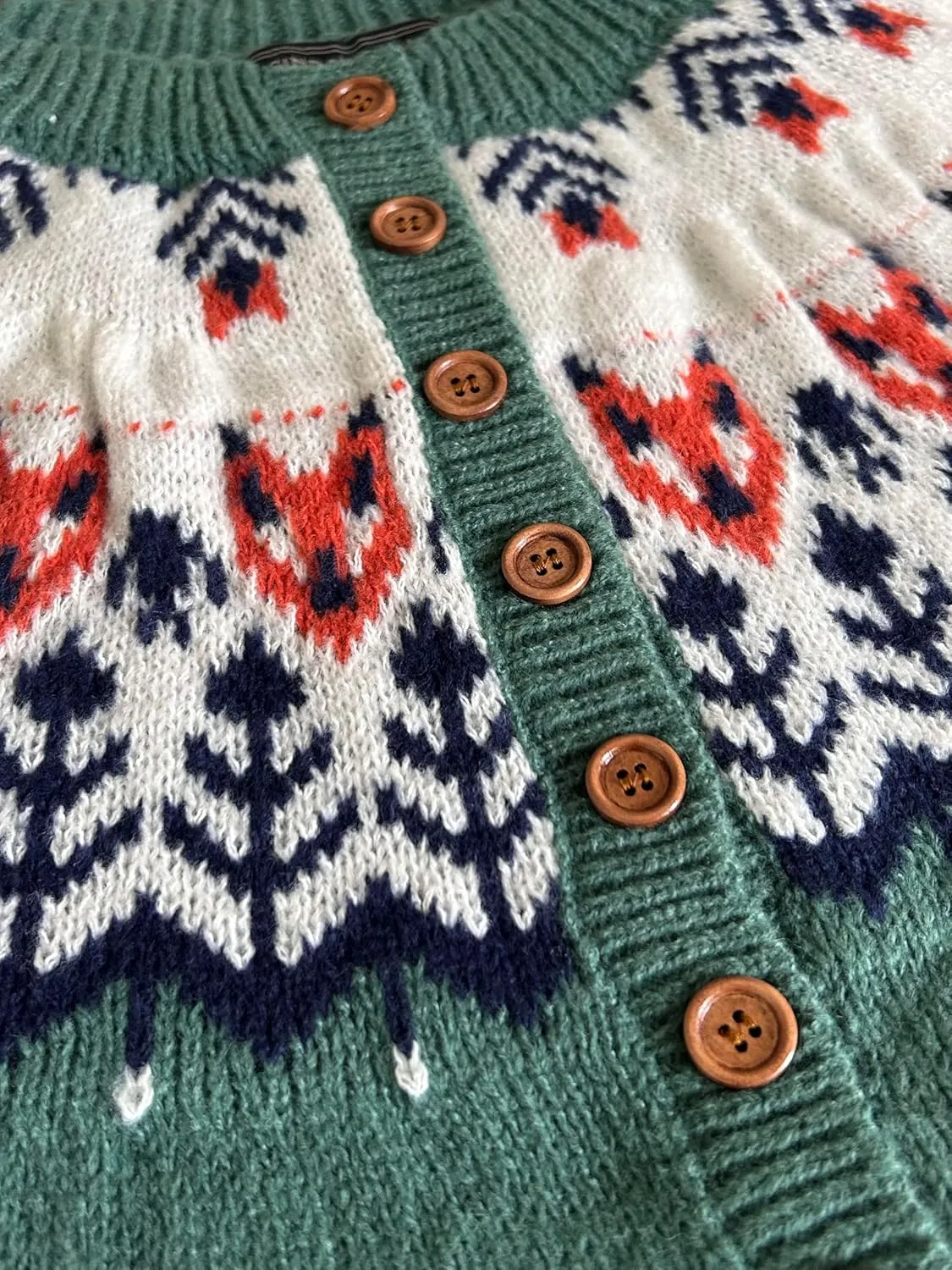 Women's Fair Isle Cardigan Sweaters Vintage Ethnic Argyle Long Sleeve Button Down Pullover Knit Sweater