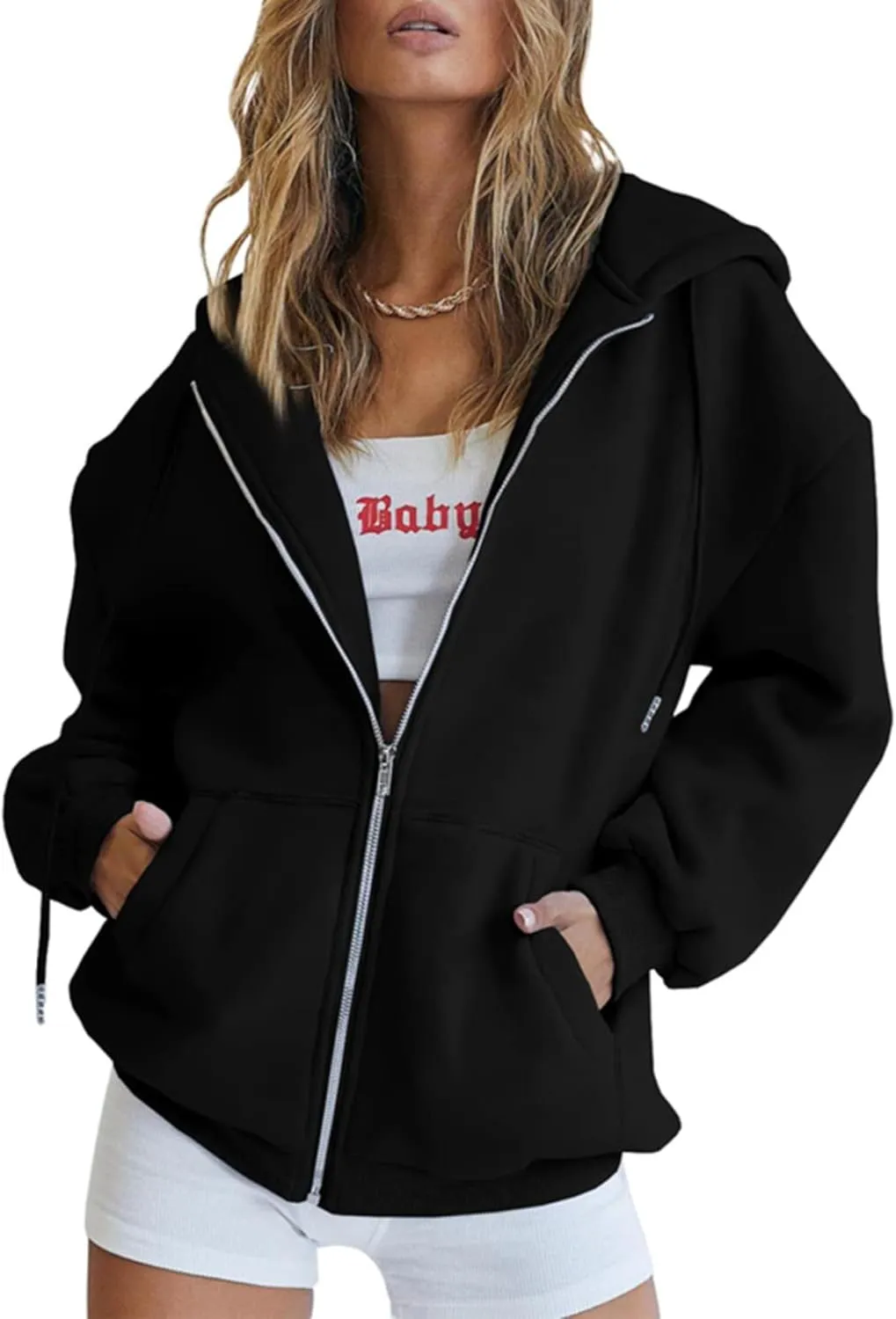 Womens Fashion Jackets Oversized Casual Sweaters Womens Zipper Hoodies Fall Long Sleeve Sweatshirts