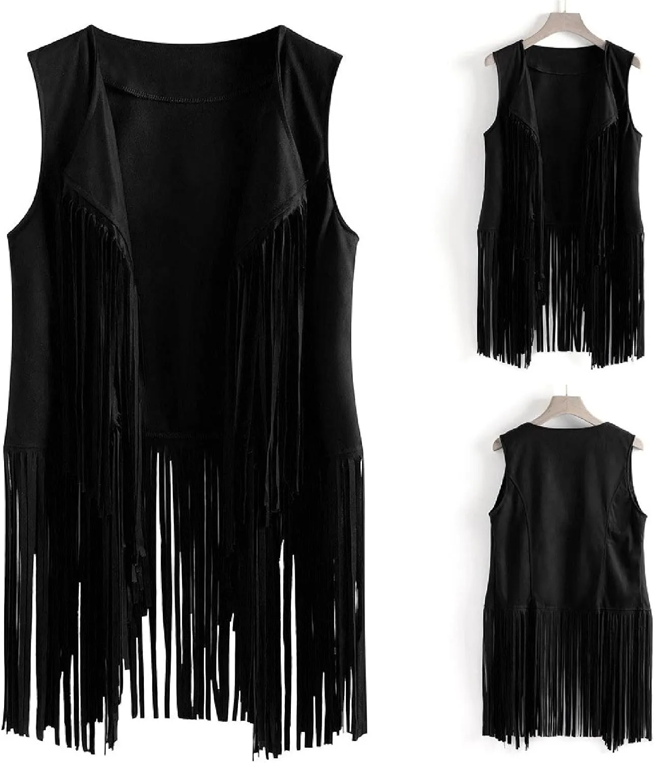 Womens Fringe Jacket Vest Western 70s Outfits Vintage Tassel Sleeveless Cardigans Hippie Clothes Cowgirl Tops Shirts