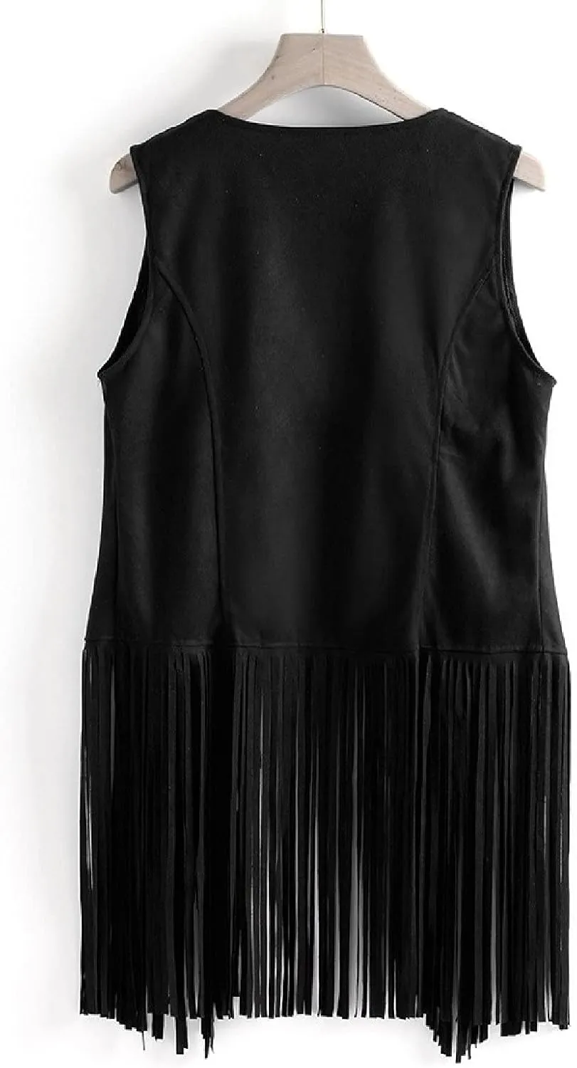 Womens Fringe Jacket Vest Western 70s Outfits Vintage Tassel Sleeveless Cardigans Hippie Clothes Cowgirl Tops Shirts