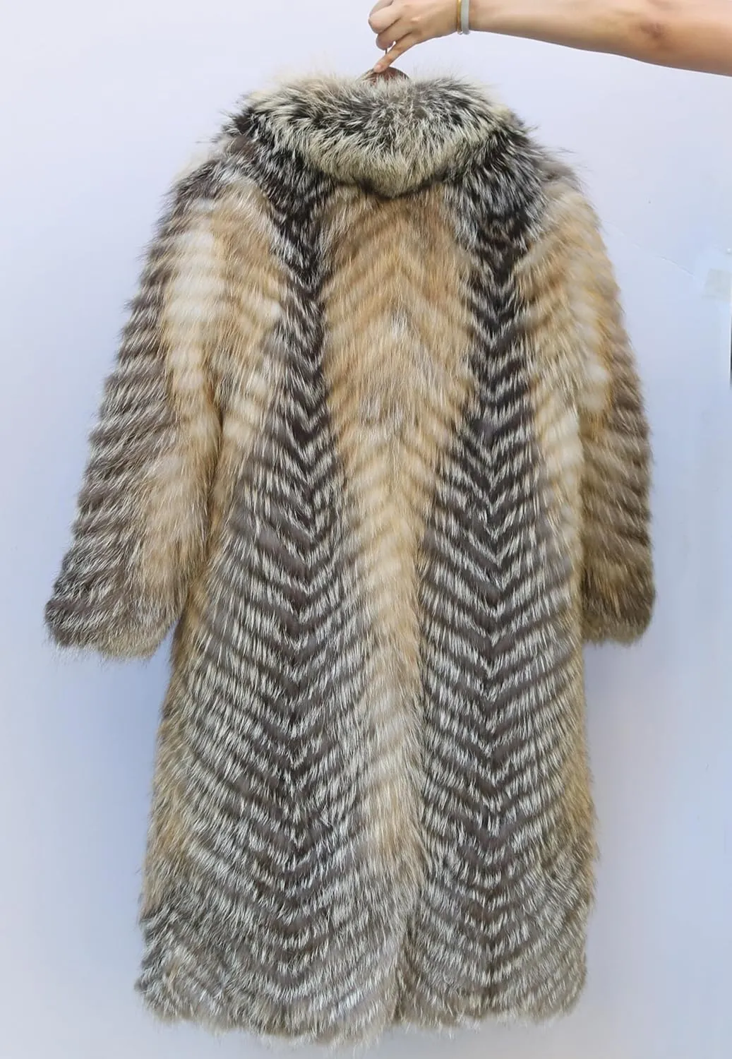 Women's Genuine Fox Fur Jacket Winter Coat Long Fuzzy Outerwear Turn-down Collar