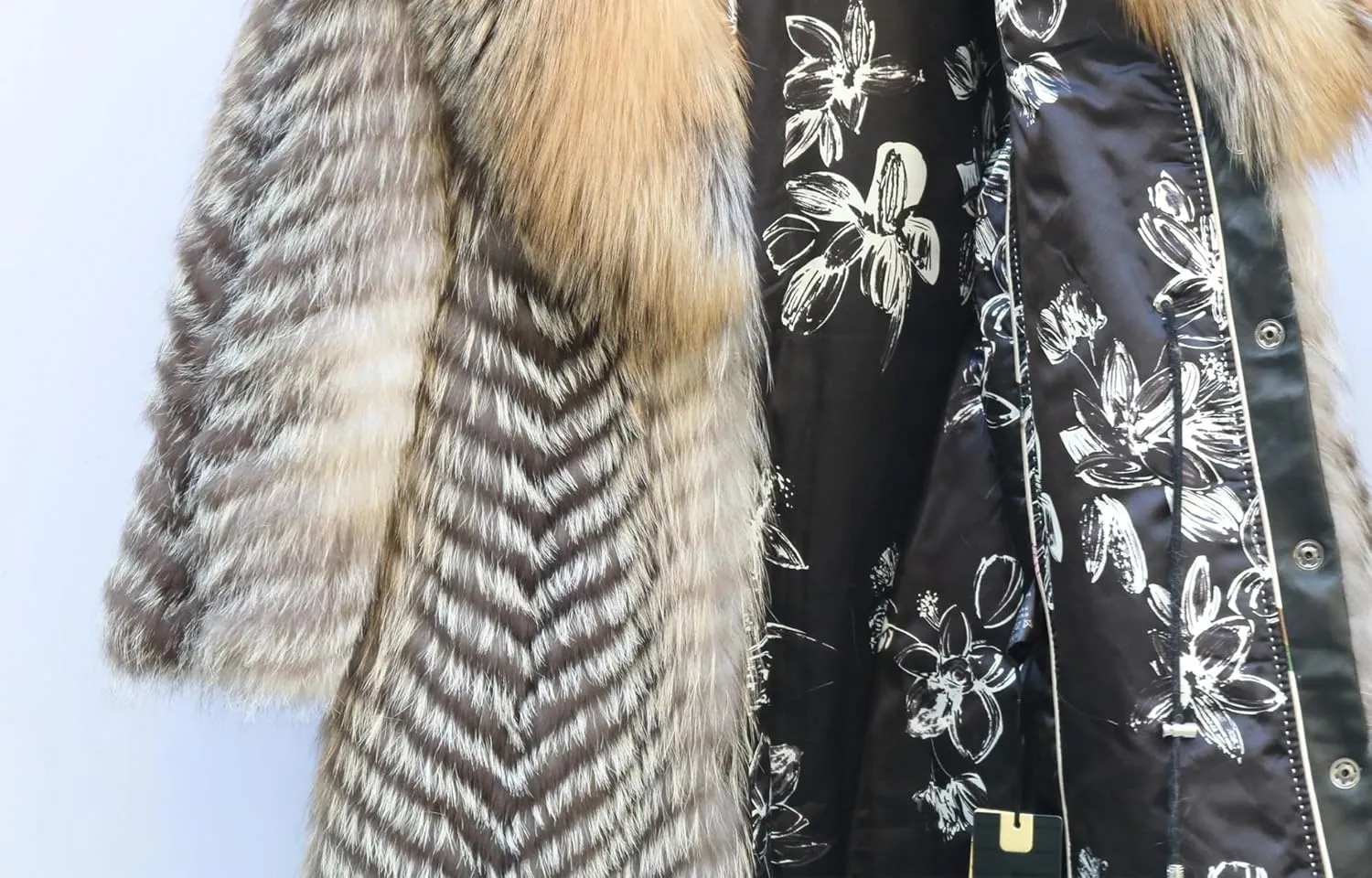 Women's Genuine Fox Fur Jacket Winter Coat Long Fuzzy Outerwear Turn-down Collar