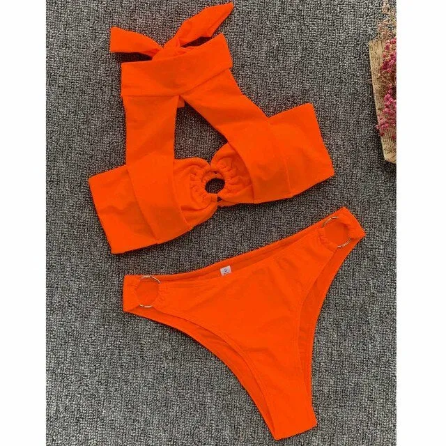Women's High Waisted Halter Swimwear