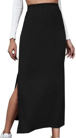 Women's High Waisted Stretch Wrap Hip Maxi Skirts Side Split Bodycon Pencil Skirt Versatile Casual Fashion Skirt