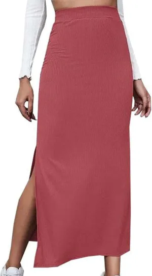 Women's High Waisted Stretch Wrap Hip Maxi Skirts Side Split Bodycon Pencil Skirt Versatile Casual Fashion Skirt