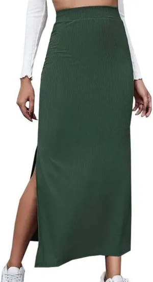 Women's High Waisted Stretch Wrap Hip Maxi Skirts Side Split Bodycon Pencil Skirt Versatile Casual Fashion Skirt