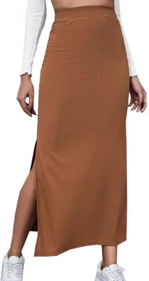 Women's High Waisted Stretch Wrap Hip Maxi Skirts Side Split Bodycon Pencil Skirt Versatile Casual Fashion Skirt