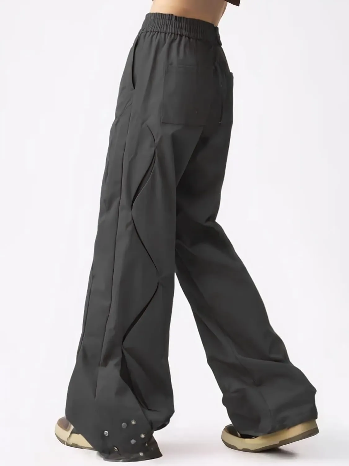 Womens Hiking Pants with Pockets Loose Fit Casual High Waisted Drawstring Wide Leg Lightweight Baggy Cargo Pants