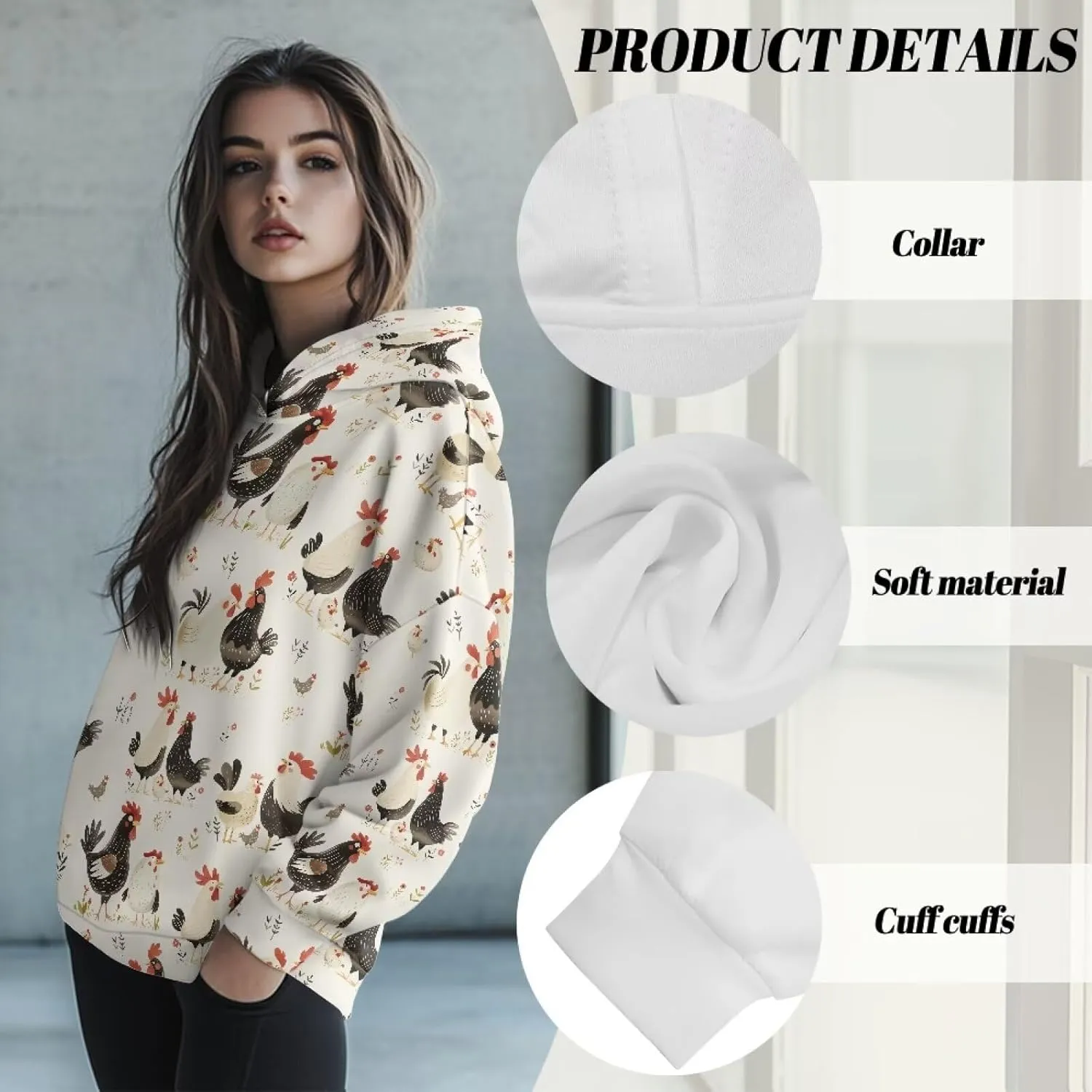 Womens Hoodie Oversized Sweatshirt Causal Long Sleeve Hoodie Fall Clothes Plus Size Sports Loose Pullover Sweaters