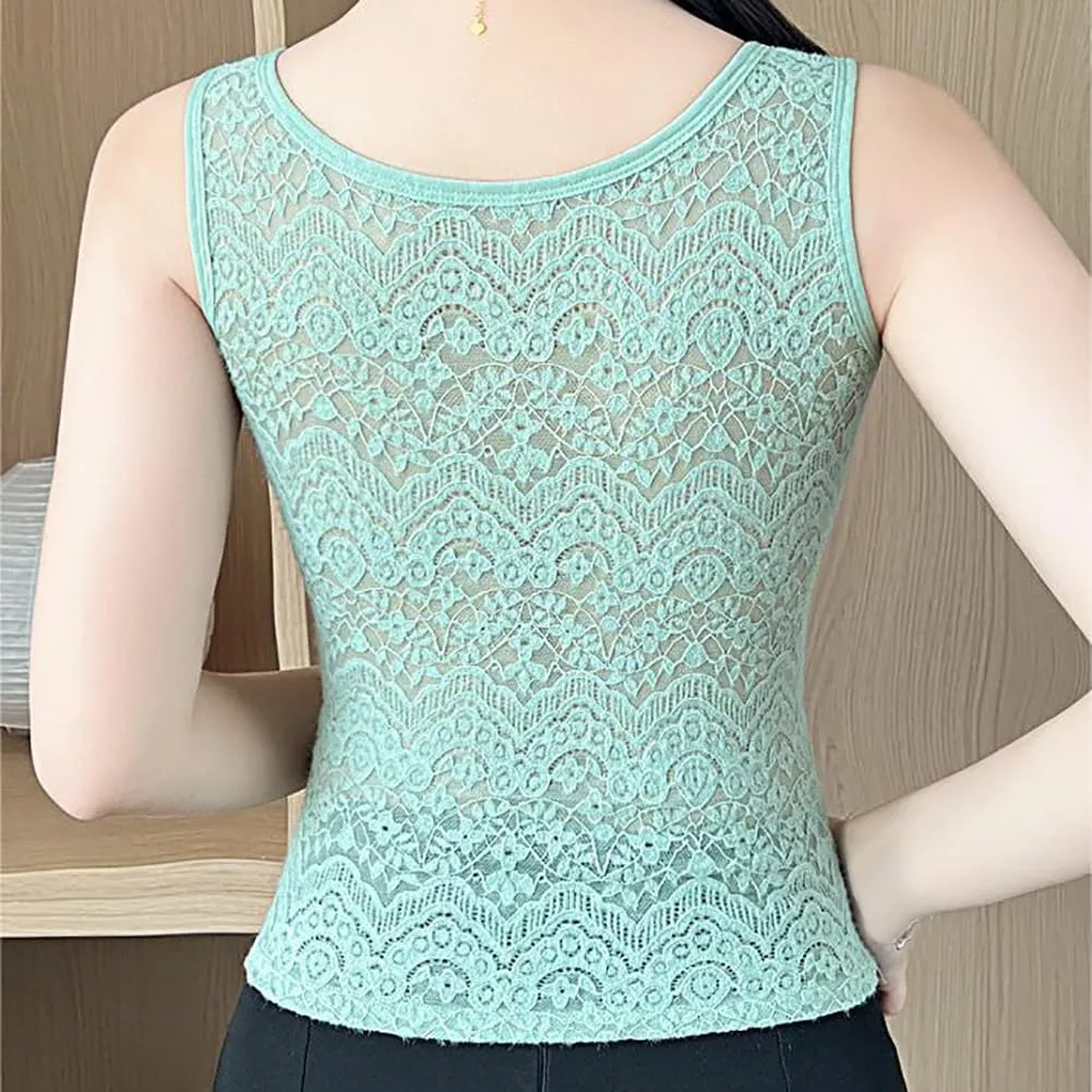 Womens Lace Tank Tops Camisole Built in Bra Padded Bra Vest Sleeveless Tank Tops for Women Girls