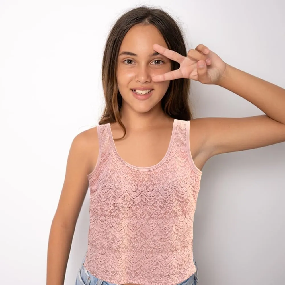 Womens Lace Tank Tops Camisole Built in Bra Padded Bra Vest Sleeveless Tank Tops for Women Girls