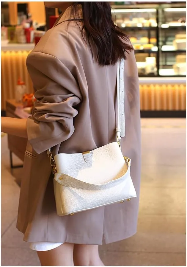 Women's Leather Shoulder Crossbody Bag Versatile Handbag Top Handle Hobo Bucket Bag Large Capacity Elegant Luxury Chic