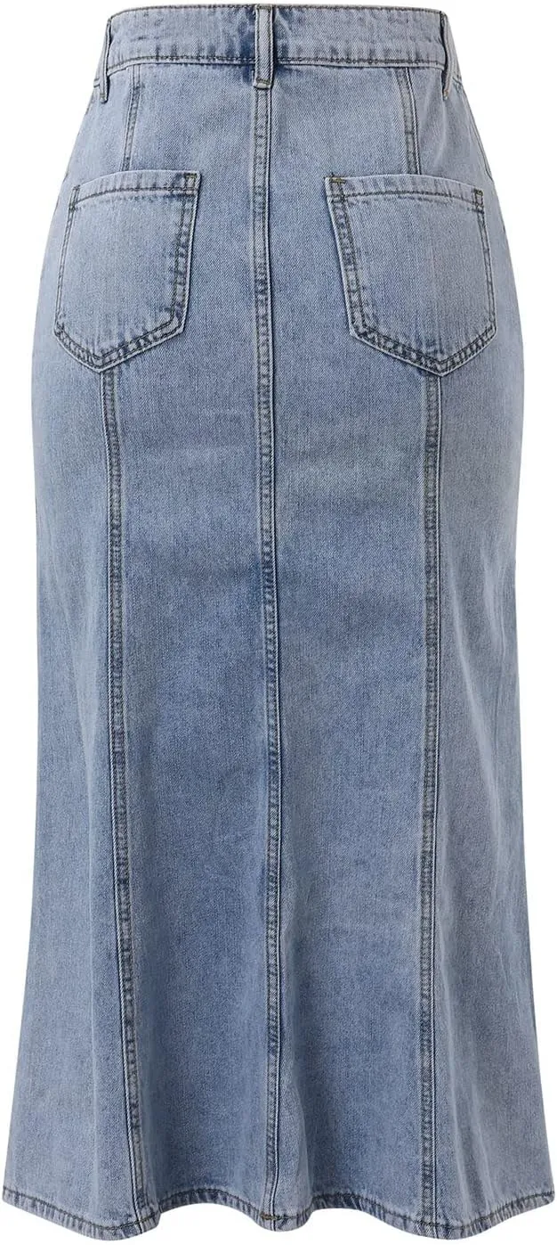 Women's Long Skirt Women's Casual Loose and Versatile Slim Fishtail Denim Skirt Wrap High Waisted Jean Skirt