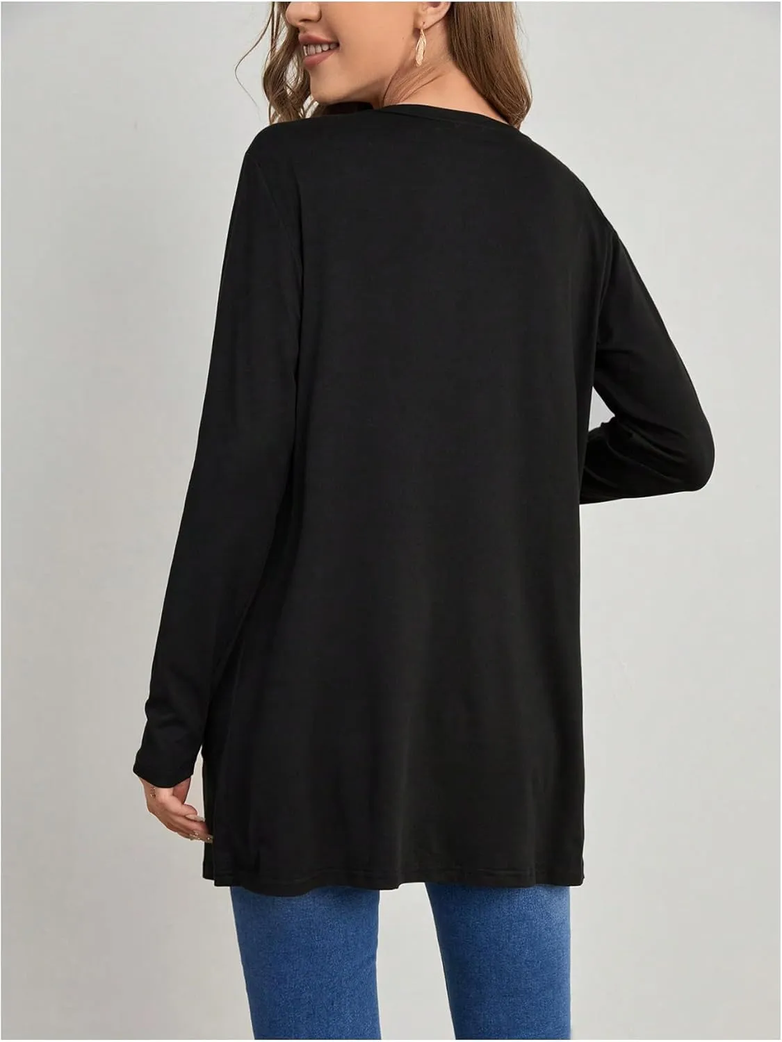 Women's Long Sleeve Basic Open Front Cardigan Casual Fall Jackets Outerwear with Pockets