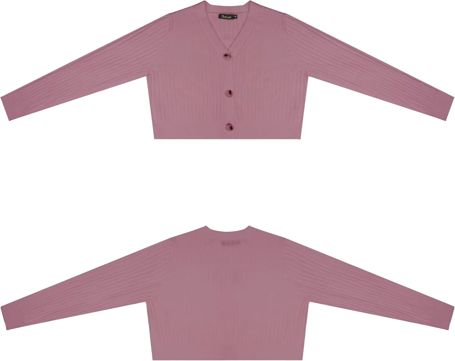 Women's Long Sleeve Cropped Cardigan Sweaters V Neck Solid Button Down Knit Bolero Shrugs