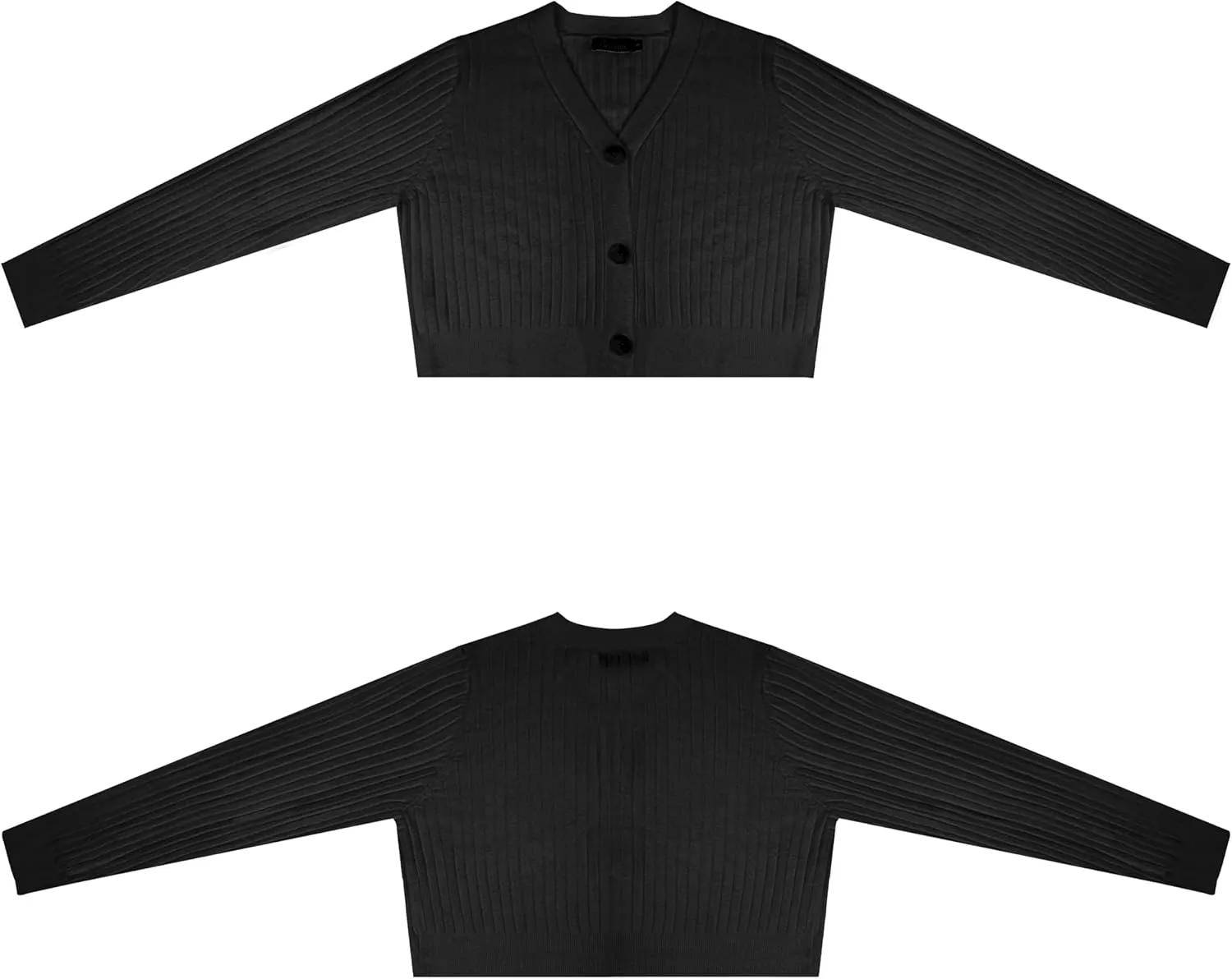 Women's Long Sleeve Cropped Cardigan Sweaters V Neck Solid Button Down Knit Bolero Shrugs