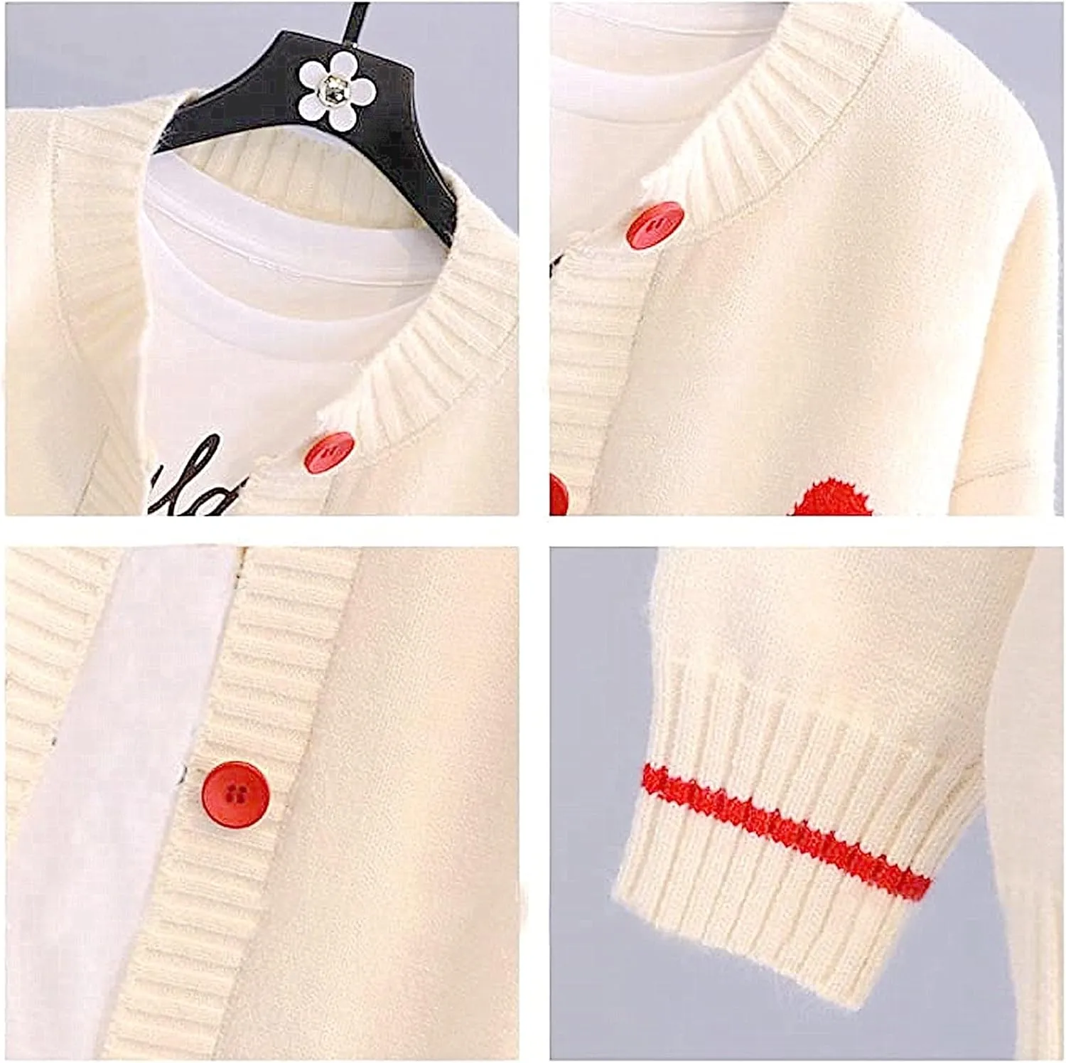 Women's Love Heart Knitted Cardigan Cute Sweater Y2K Button Down Outerwear S-2XL