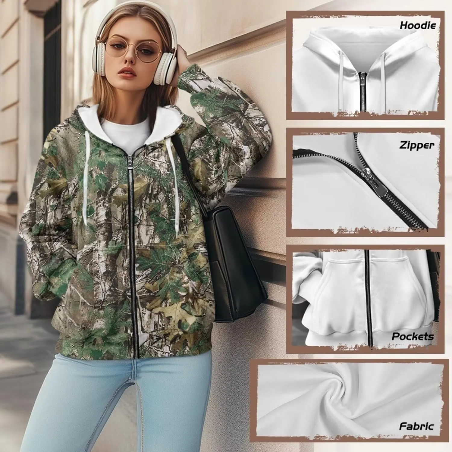 Women's Oversized Drawstring Sweatshirt Fall/Winter Outfits Long Sleeve Hoodies Zip Up Casual Jackets with Pocket