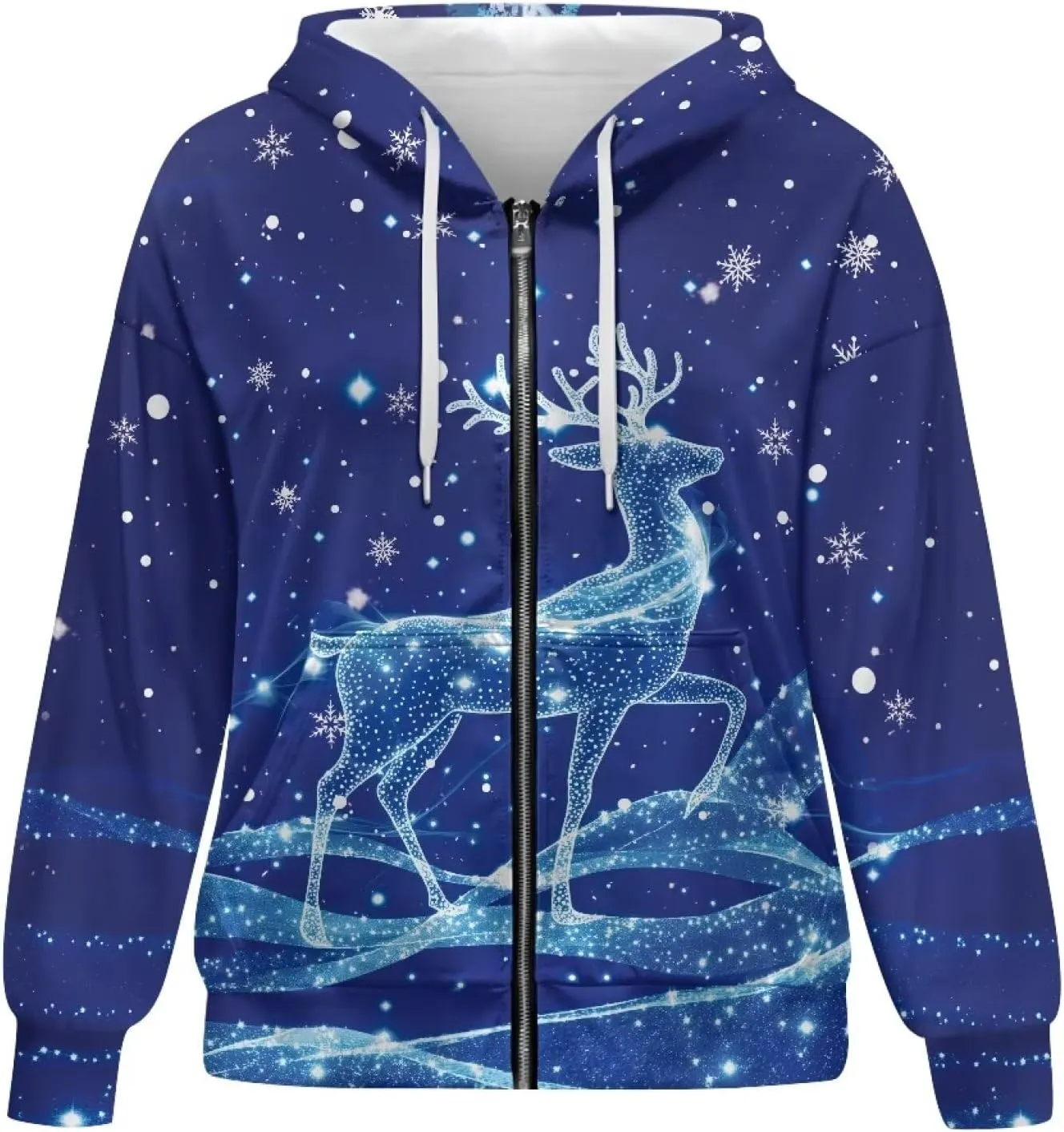 Women's Oversized Drawstring Sweatshirt Fall/Winter Outfits Long Sleeve Hoodies Zip Up Casual Jackets with Pocket