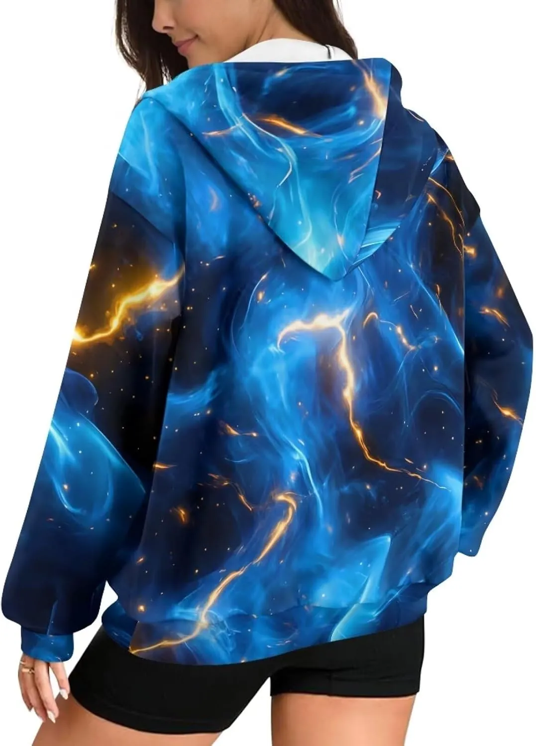 Women's Oversized Drawstring Sweatshirt Fall/Winter Outfits Long Sleeve Hoodies Zip Up Casual Jackets with Pocket