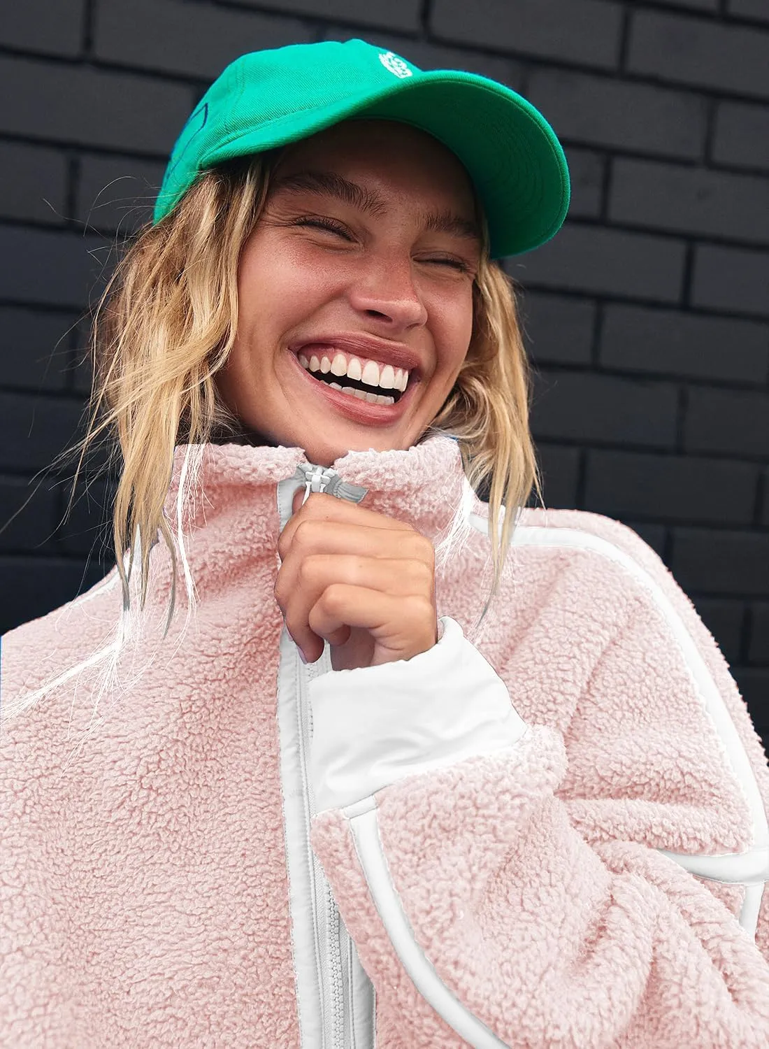 Women's Oversized Fleece Sweatshirt Long Sleeve Half Zip Sherpa Hoodie Fleece Pullover Top With Pockets