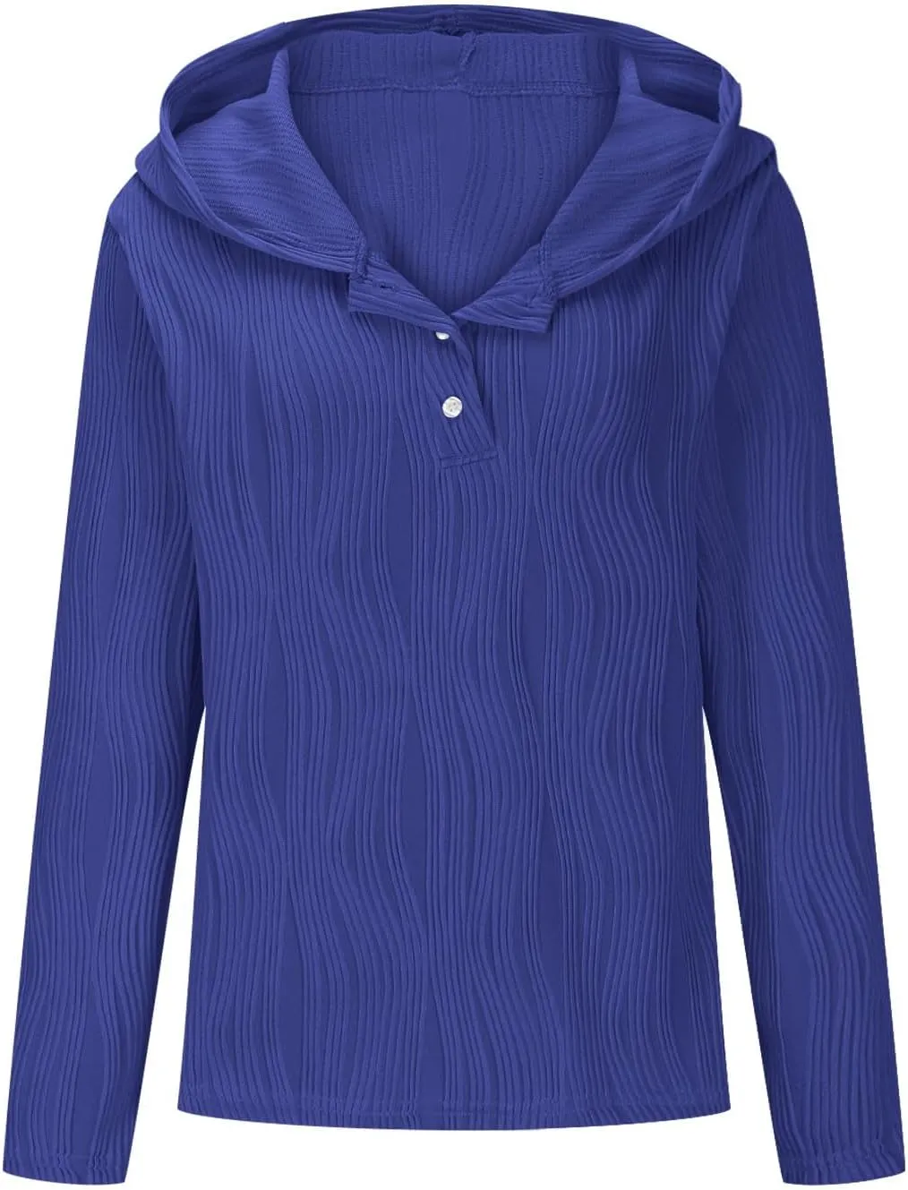 Women's Oversized Hoodies Casual Long Sleeve Button Collar Hooded Sweatshirts Fashion Solid Color Pullover Tops