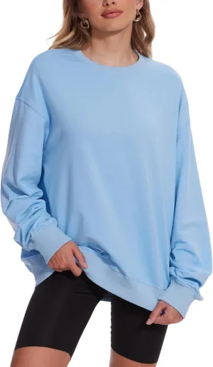Womens Oversized Sweatshirts Crewneck Pullover Sweaters Casual Long Sleeve Fall Winter Fashion Outfits Clothes