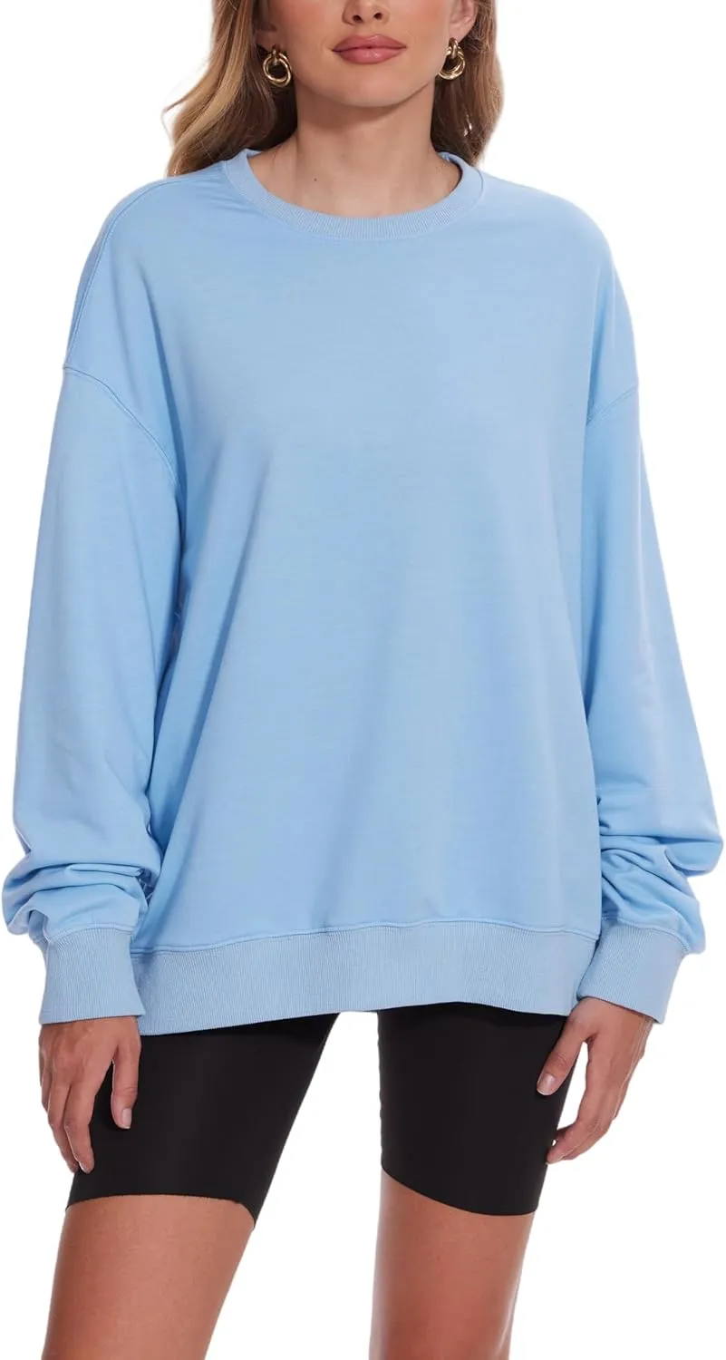 Womens Oversized Sweatshirts Crewneck Pullover Sweaters Casual Long Sleeve Fall Winter Fashion Outfits Clothes
