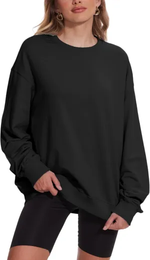 Womens Oversized Sweatshirts Crewneck Pullover Sweaters Casual Long Sleeve Fall Winter Fashion Outfits Clothes