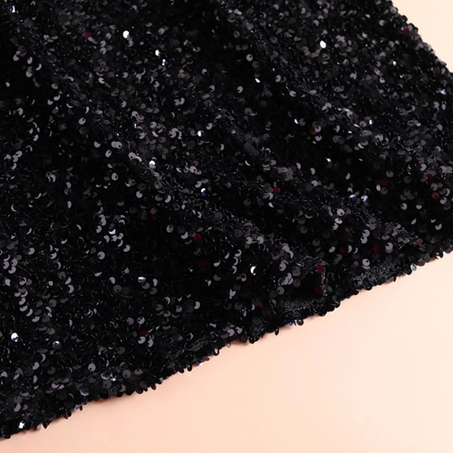 Womens Sequin Velvet Midi Skirt Elegant High Waist Sparkle Pencil Skirts Night Out Prom Cocktail Party Long Skirt