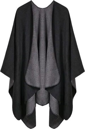 Women's Shawl Wraps Open Front Poncho Cape Oversized Sweaters Casual Cardigan Shawls for Fall Winter