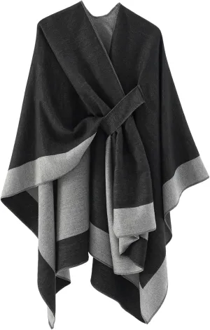 Women's Shawl Wraps Open Front Poncho Cape Oversized Sweaters Casual Cardigan Shawls for Fall Winter