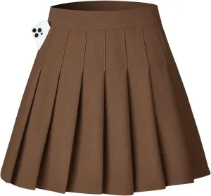 Womens Stretchy Pleated Mini Skirt Comfort High Waist Cheerleader School Uniform Skirt