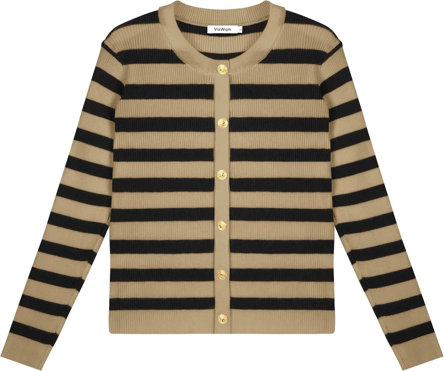 Women's Striped Cardigan Sweaters Lady Jackets Button Down Cropped Knit Coat Oufits Trendy Outerwear